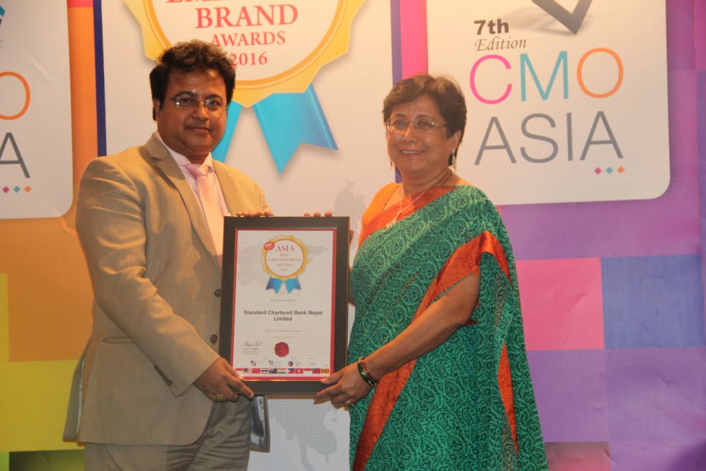 स्टाण्डर्ड चाटर्ड नेपाल ‘सर्वश्रेष्ठ रोजगारदाता ब्राण्ड एसिया २०१६’ को बिजेता