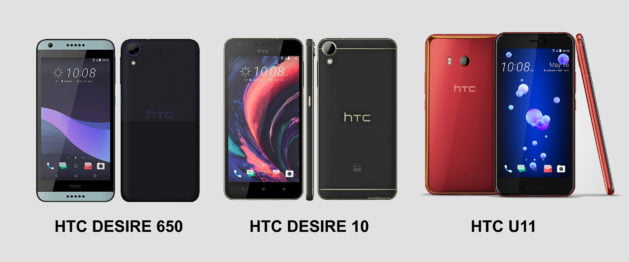 एचटिसी डिजायर ६५०, एचटिसी डिजायर १० प्रो तथा एचटिसी यु ११ बजारमा उपलब्ध