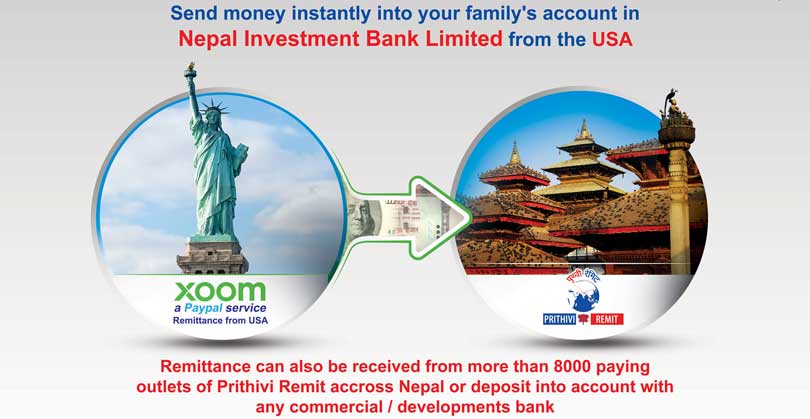अमेरिकाबाट पठाएको रेमिट्यान्स इन्भेष्टमेण्ट बैंकबाट भुक्तानी हुने
