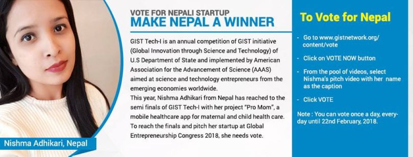 अन्तर्राष्ट्रिय प्रतिस्पर्धामा नेपालीको ‘प्रो मम्’ एप, भोट गरेर यसरी जिताउनुहोस्