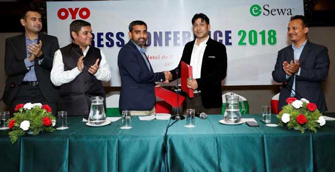 ओयो र इसेवाबीच सहकार्य, अब इसेवामार्फत होटल बुकिङ गर्न सकिने