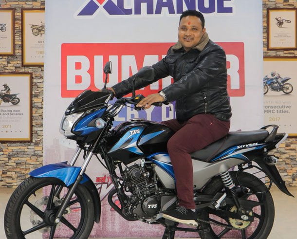 टिभिएस ग्रान्ड एक्स्चेन्जको बिजेता राज कुमार भए, स्ट्राइकर १२५ सिसी बाईक जिते
