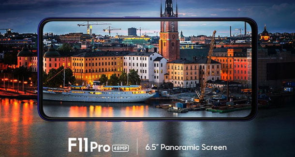 ओपो एफ११ प्रोमा पानारोमिक स्क्रिनको प्रयोग, ६.५३ ईञ्च डिस्प्ले स्क्रिन