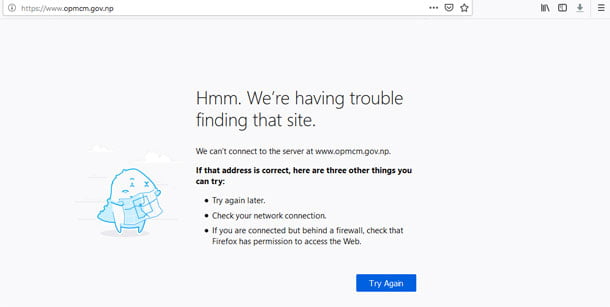 सरकारी निकायका वेबसाइटहरु डाउन, अझै पत्ता लागेन समस्या