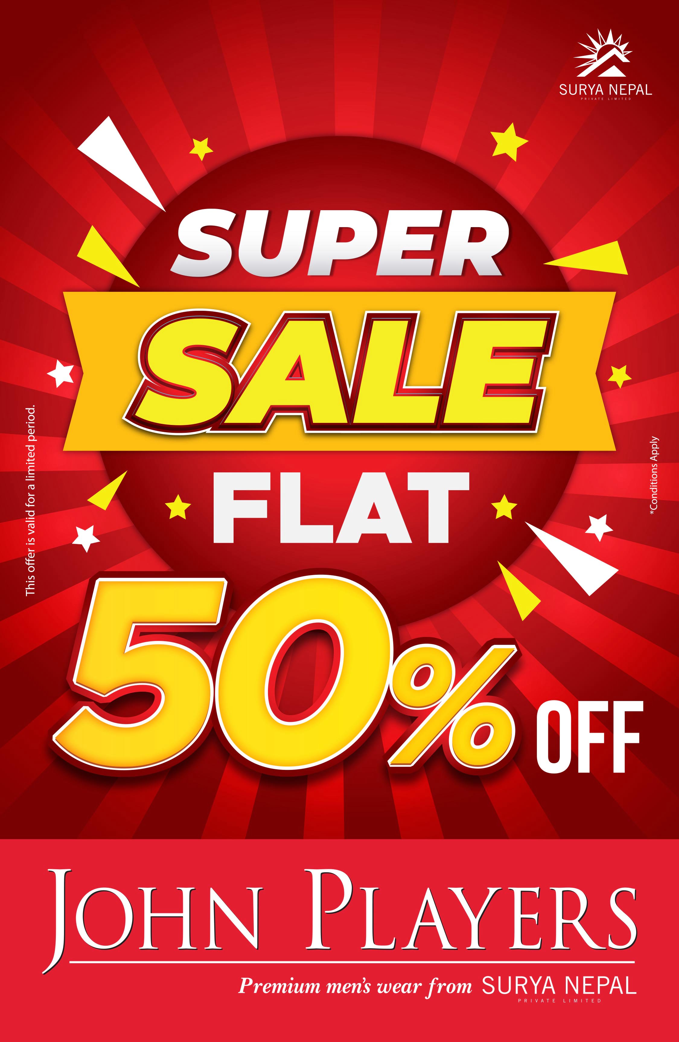 जोन प्लेयर्सको सूपर सेल योजना, सम्पूर्ण रेन्जमा ५० प्रतिशत छुट