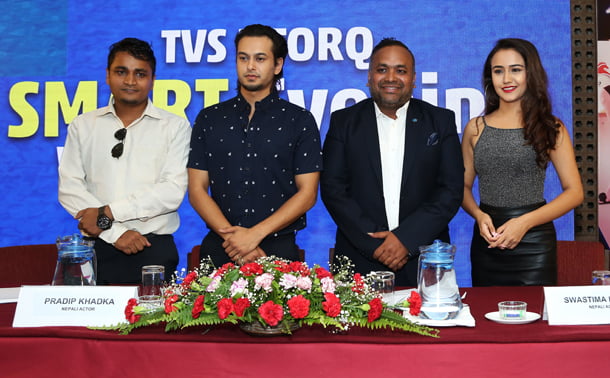 टिभिएस एनटर्क १२५ को ब्राण्ड एम्बेसेडरमा स्वस्तिमा खड्का र प्रदीप खड्का