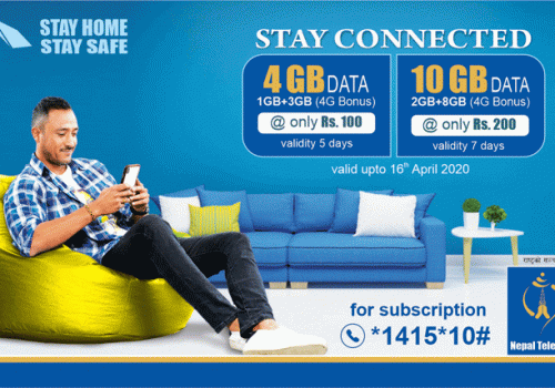 नेपाल टेलिकमको ‘स्टे कनेक्टेड’ अफरको अवधि थपियो, डाटा सेवाको अबधि बैशाख ४ गतेसम्म