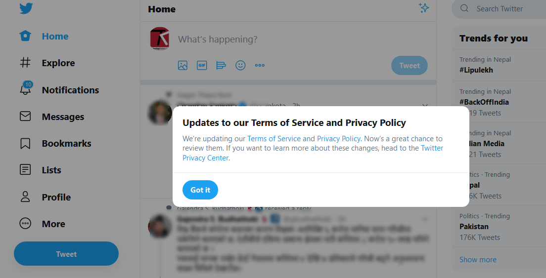 ट्विटरले आफ्नो शर्त र गोपनियताको नीति अपडेट गर्दै, नयाँ नीतिबारे सबैलाई जानकारी दिँदै