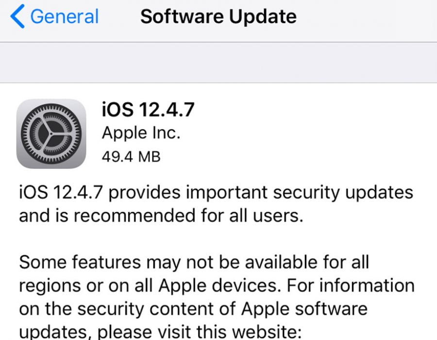 एप्पलका पुराना आईफोनहरु र आईप्याडहरुका लागि आईओएस १२.४.७ संस्करण जारी