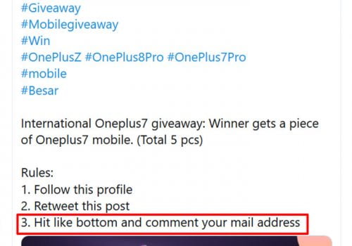 उपहारको लोभ देखाएर व्यक्तिगत ईमेल ठेगाना खुलारुपमा संकलन गर्दै वनप्लस नेपाल