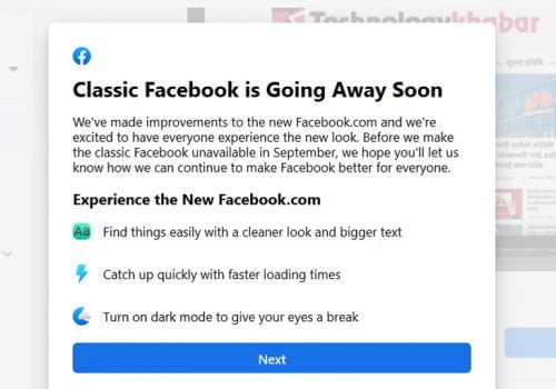 क्लासिक फेसबुक सेप्टेम्बरदेखि उपलब्ध नहुने, प्रयोगकर्ताहरुलाई पेजबाटै जानकारी दिँदै