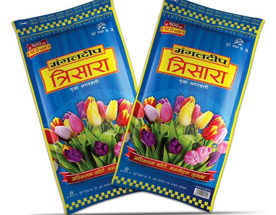 सूर्य नेपालको त्रिसारा अगरबत्ती नेपाली बजारमा