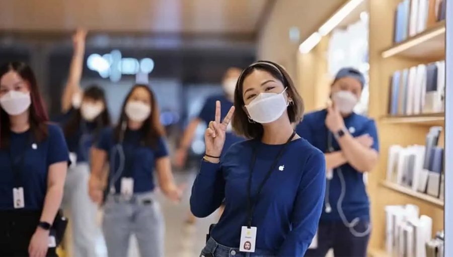 एप्पलले कर्मचारीहरूका लागि आफ्नै डिजाइनमा बनायो विशेष प्रकारको मास्क