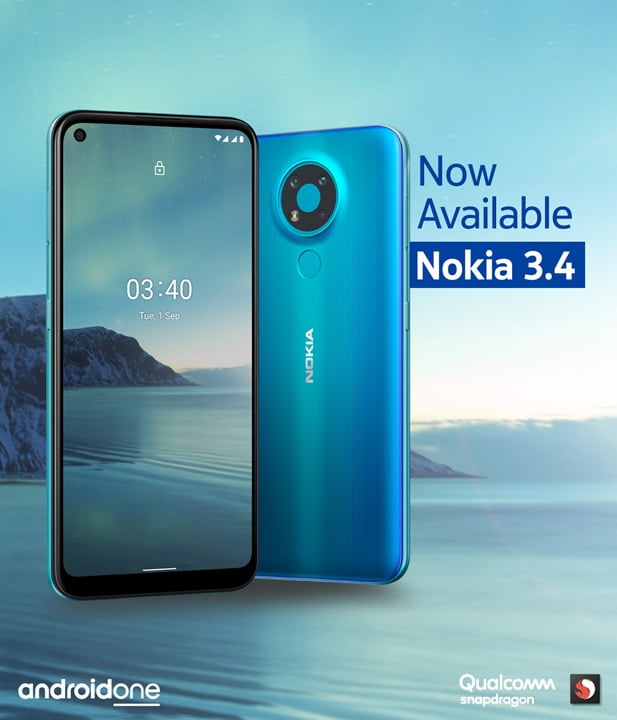 Nokia 3.4 –triple camera with AI imaging and a bigger screen and fast performance