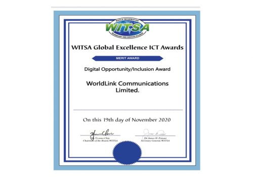 WorldLink Communications has won the international merit award