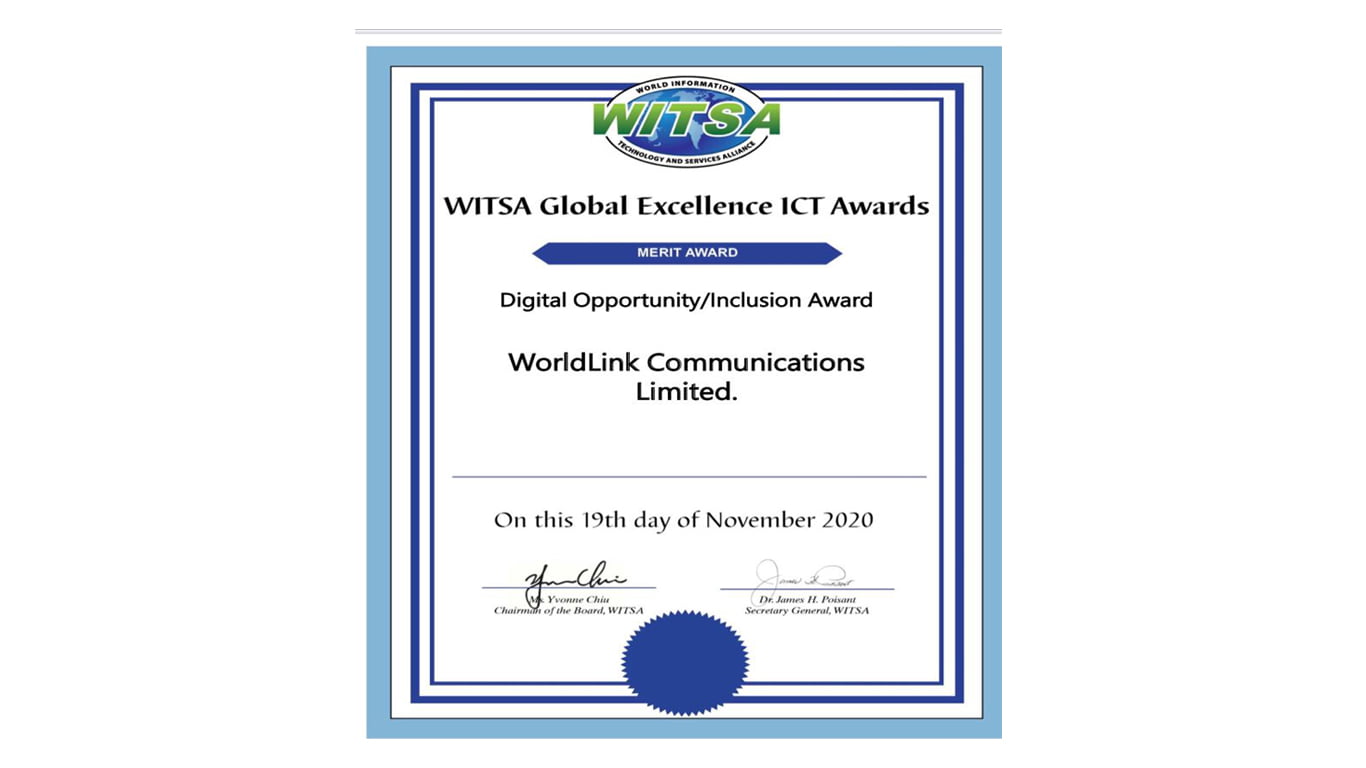 WorldLink Communications has won the international merit award