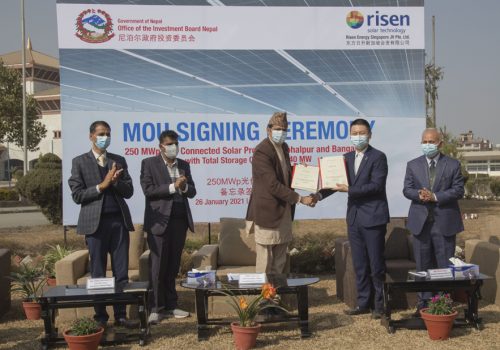 २५० मेगावाट क्षमताको सौर्य ऊर्जा परियोजनाको लागि समझदारीपत्रमा हस्ताक्षर