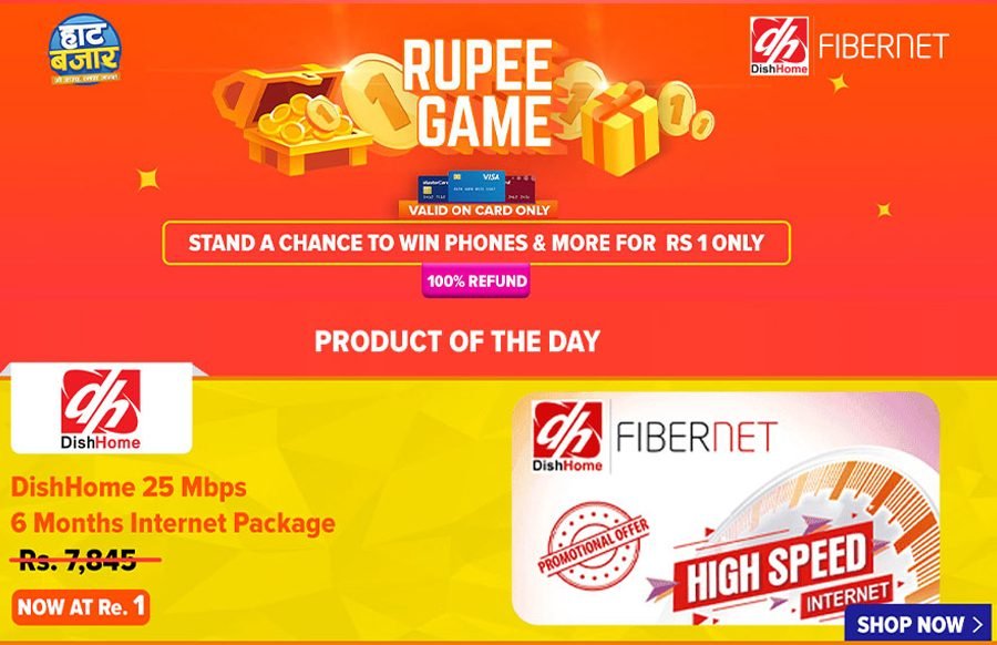 रु.१ मै पाउनुहोस् डिशहोम फाईबर नेटको ६ महिनाको प्याकेज दराज हाट बजारमा
