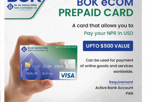 बैंक अफ काठमाण्डूको बीओके ई-कम यूएसडी प्रिपेड कार्ड, विदेशी अनलाइनमा प्रयोग गर्न सकिने