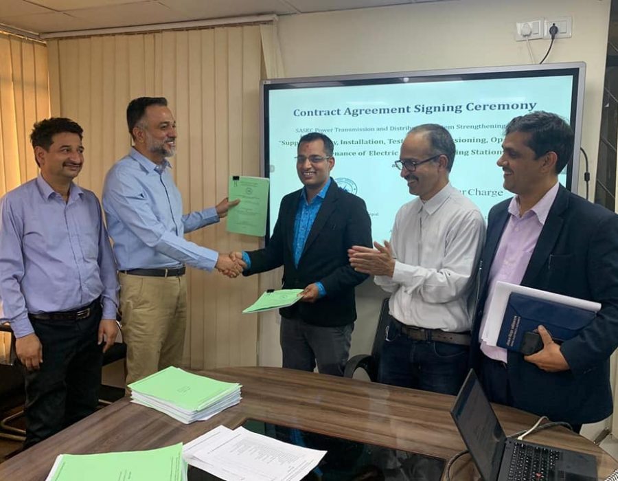 सातै प्रदेशमा विद्युतीय चार्जिङ स्टेसन निर्माणको ठेक्का सम्झौता
