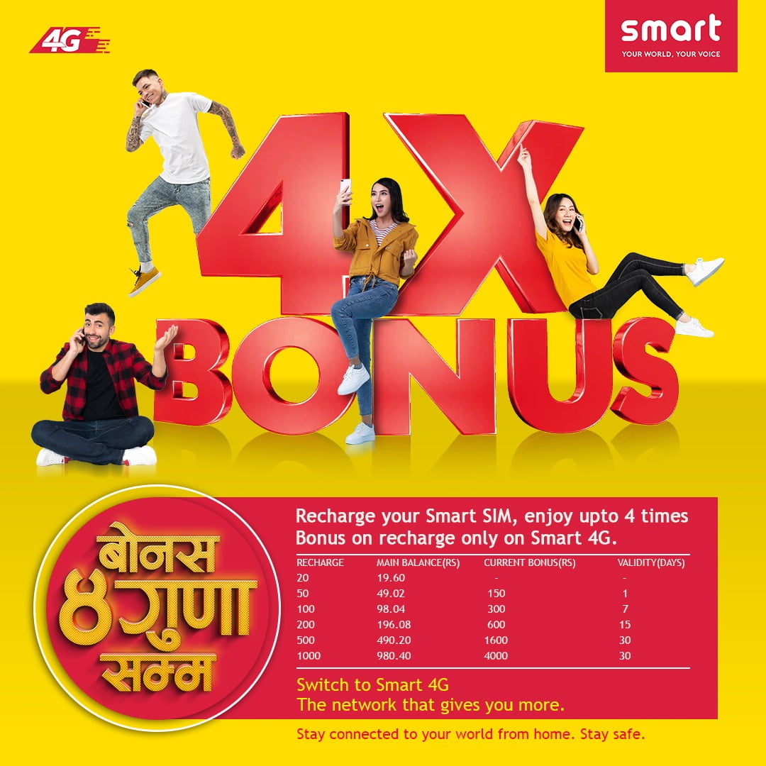 Smart 4G brings offer Bonus upto 4 times on recharge