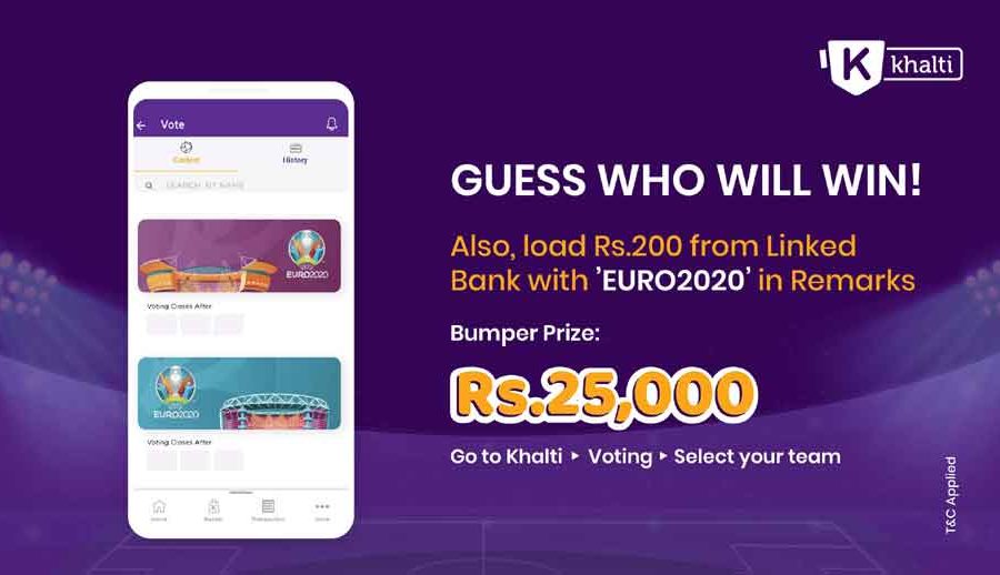 यूरो कप २०२० को सहि अनुमान खल्ती भित्र भोटिंग मार्फत गरी रू. २५००० जित्न सकिने