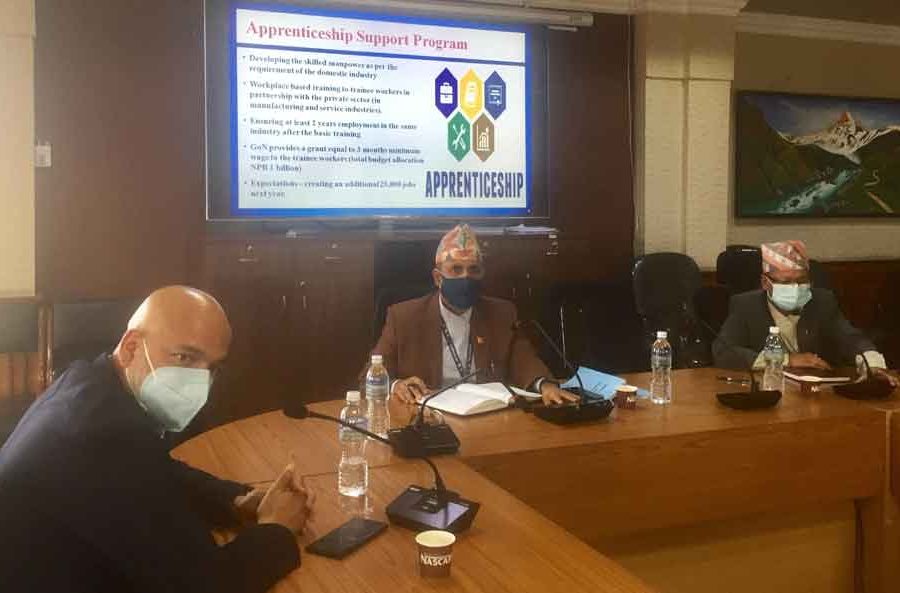 स्टार्टअप व्यवसाय र कार्यस्थलमा आधारित तालिम तथा रोजगारी कार्यक्रम सम्बन्धी गृहकार्य गर्न कार्यदल