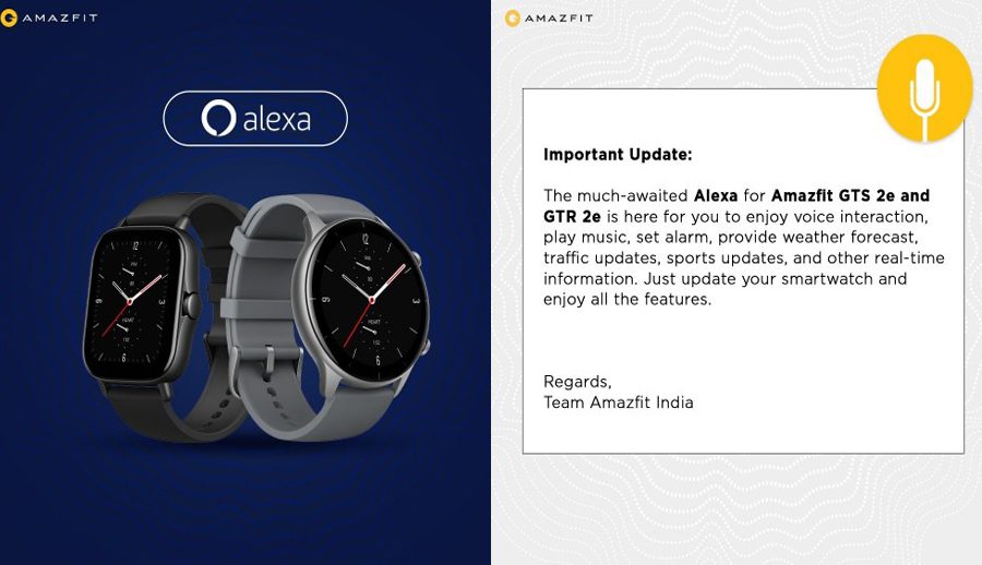अमेजफिट जीटीएस २ई र जीटीआर २ई ले नयाँ अपडेटपछि एलेक्सा सपोर्ट गर्ने
