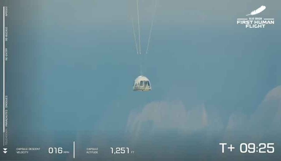 जेफ बेजोससहितको टिम ब्लू ओरिजिनको क्याप्सुलमार्फत अन्तरिक्षमा पुग्न सफल