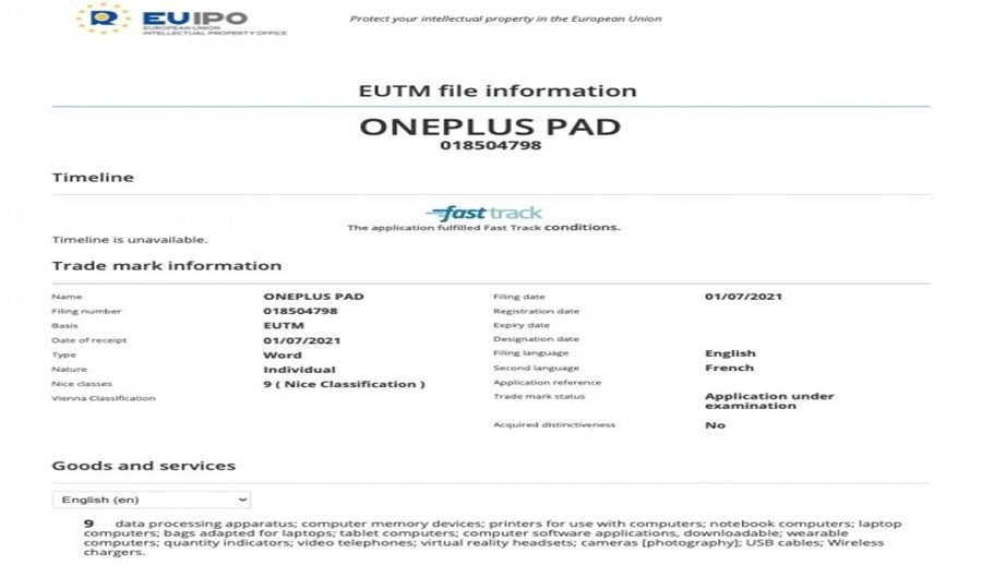 ‘वनप्लस प्याड’ नामक ट्याब्लेटको ट्रेडमार्क दर्ता, छिट्टै आउन सक्ने