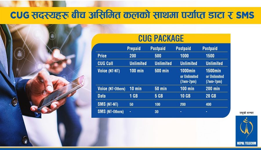 नेपाल टेलिकमले ल्यायो नयाँ सीयूजी प्याकेज, यस्ता छन् विशेषता