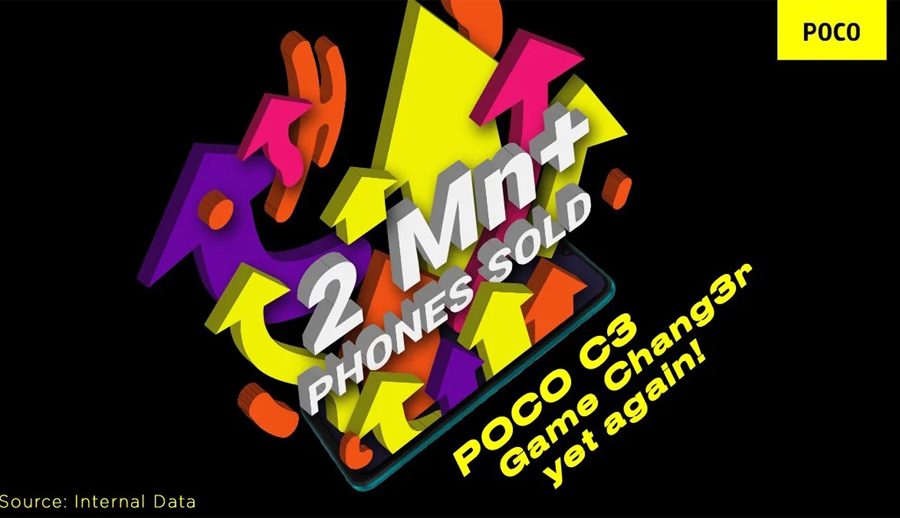 पोको सी३ स्मार्टफोन ९ महिनामा भारतमा २० लाख थान बिक्री