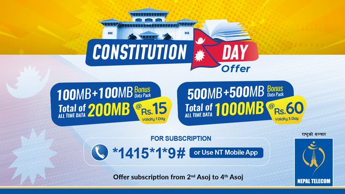 संविधान दिवसको अवसरमा नेपाल टेलिकमको कन्स्टिच्यूसन डे अफर
