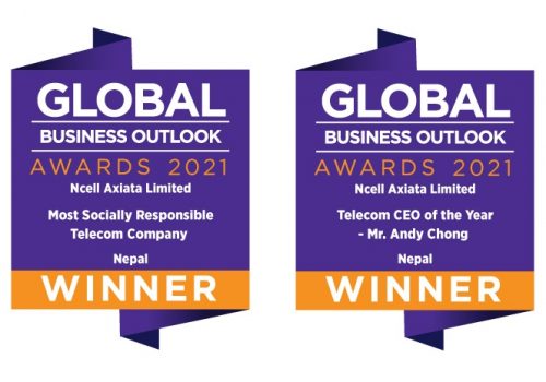 Ncell wins two Global Business Outlook Awards and shortlisted for the prestigious the World Communications Awards 2021