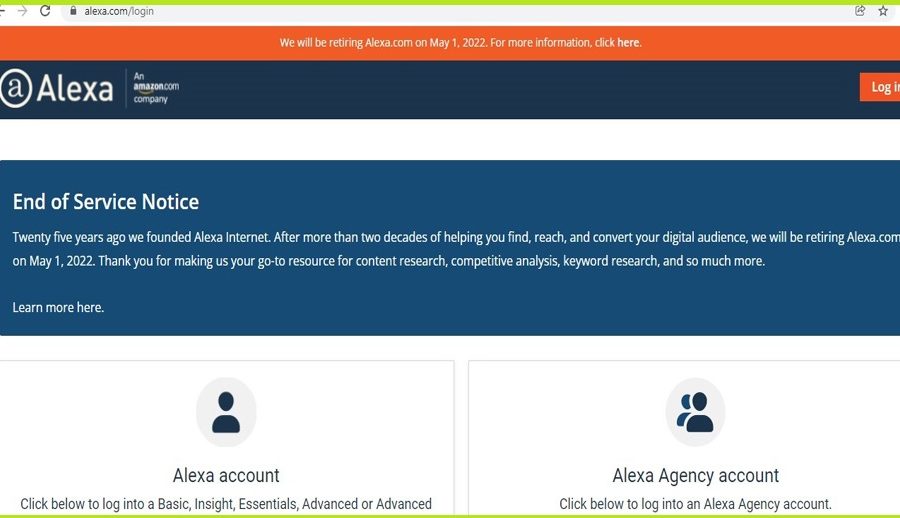 वेबसाइट र्याङ्किङ गर्ने एलेक्सा डटकमले आफ्नो सेवा बन्द गर्दै