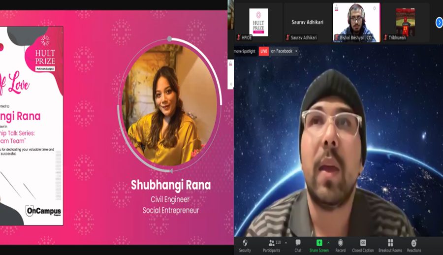 हल्ट प्राइजको दोस्रो कार्यशाला उद्यमशीलता टक शृङ्खला फर्मिङ्ग अ ड्रिम टिम सम्पन्न