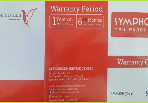 सिम्फोनी ब्राण्डका मोबाइल ब्याट्री र चार्जरमा १ वर्षको वारेन्टी पाइने