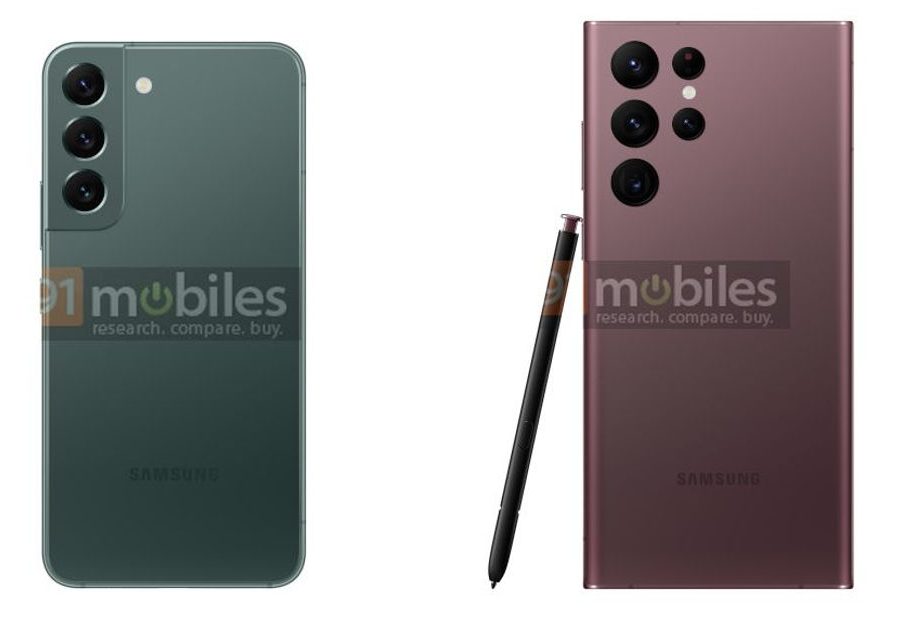 सामसङ ग्यालेक्सी एस२२ र एस२२ अल्ट्राका रेन्डर लीक, डिजाइन र रंग विकल्पहरू बारे जानकारी