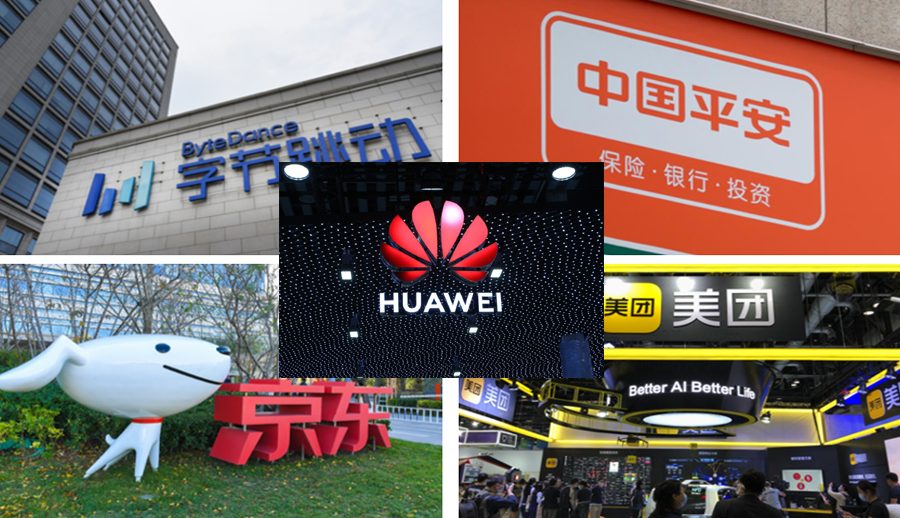 ह्वावेदेखि टेन्सेन्टसम्म परे २०२१ मा चीनका उत्कृष्ट १० कम्पनीमा