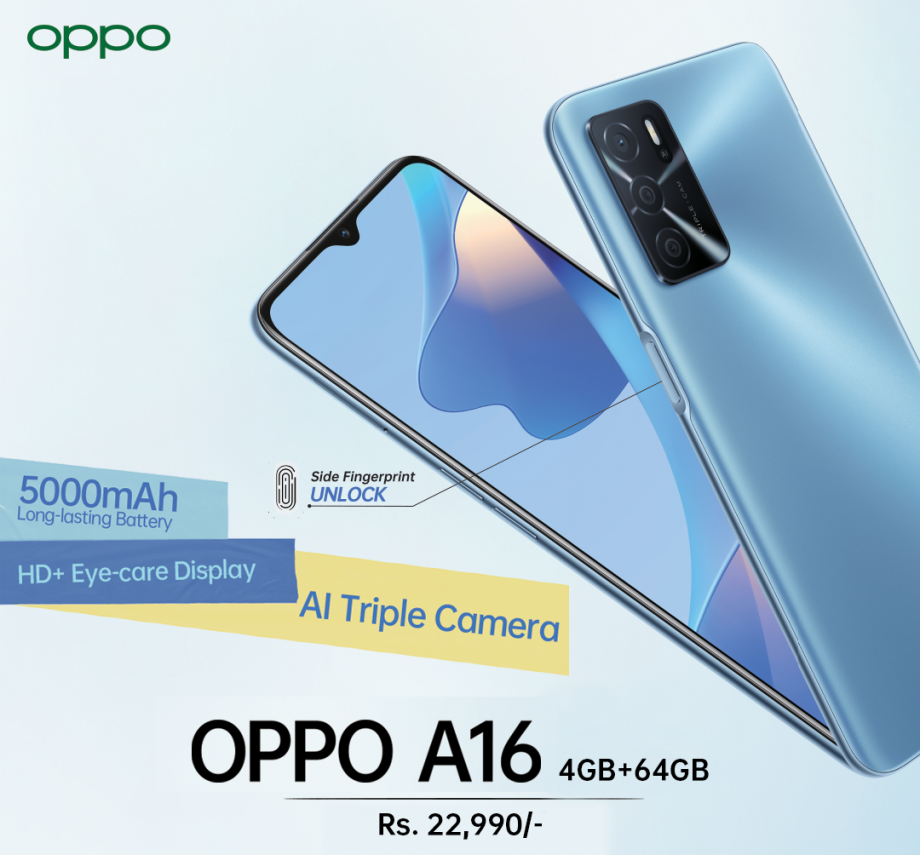 OPPO releases 4GB+ 64GB variant of high performing, sleek packaged A16 in Nepal