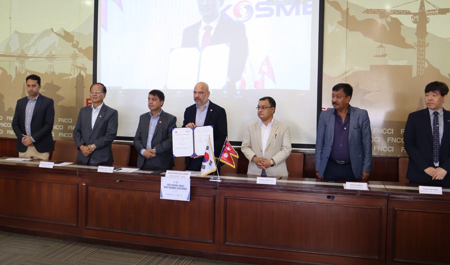 एसएमइज र स्टार्टअप्समा सहकार्य गर्न एफएनसीसीआई र कोरियन एजेन्सी कोस्मे बीच समझदारी