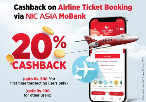 एनआईसी एशियाको एपबाट एयरलाइनको टिकट बुकिङमा २० प्रतिशत क्यासव्याक