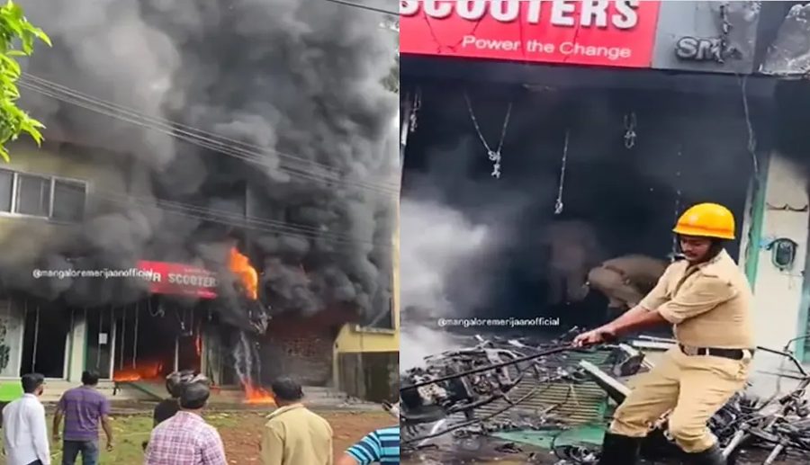 भारतमा ओकिनावाको विद्युतीय स्कुटर शोरुममा भीषण आगलागी, धेरै स्कुटर जलेर नष्ट !