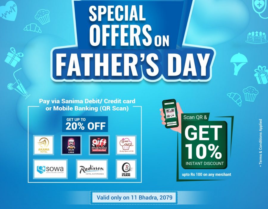 सानिमा बैंकको कार्ड वा मोबाइल बैंकिङ्गबाट कुशे औंशीमा भुक्तानी गर्दा २० प्रतिशतसम्म