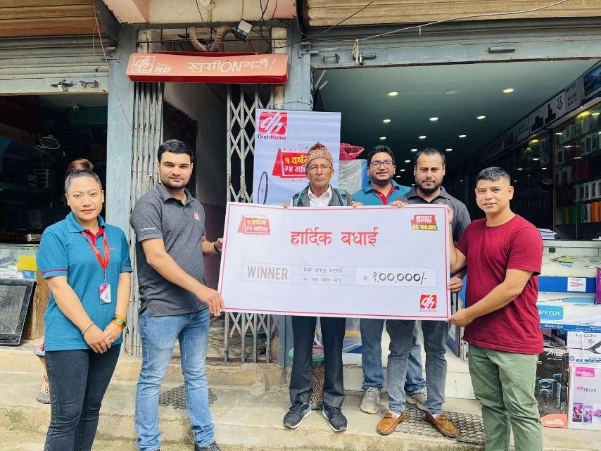 डिशहोममा १ वर्षको रिचार्ज गर्दा भिम बहादुर भट्टराईले जिते नगद एक लाख