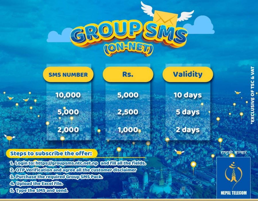 नेपाल टेलिकमको ग्रुप एसएमएस सुविधा प्रभावकारी बन्दै