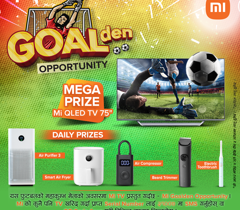 एमआईको ७५ इन्चको टिभी जित्ने गोल–डेन अवसर