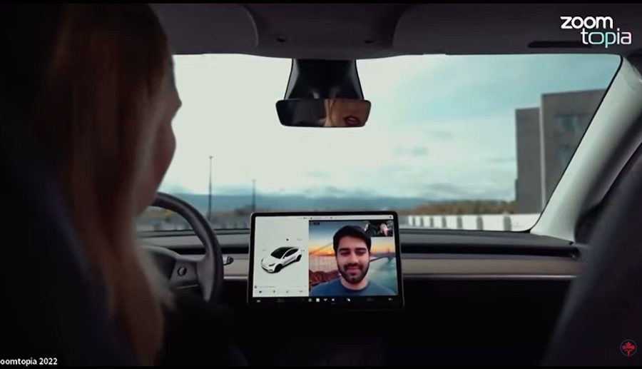 टेस्ला चालकहरूले आफ्नो कारको टचस्क्रिन ड्यासबोर्डबाटै जुम कल गर्न सक्ने