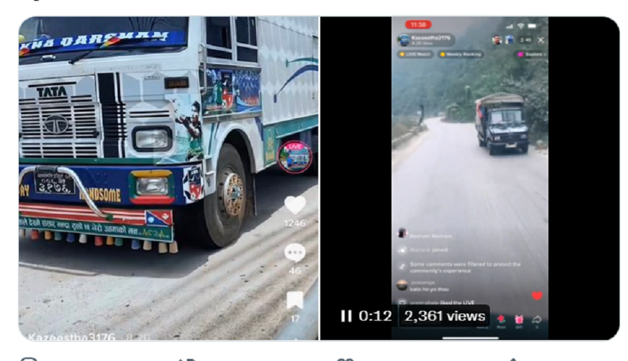 गाडी चलाउँदै टिकटक लाईभ गर्ने चालक ट्राफिक प्रहरीको कारबाहीमा