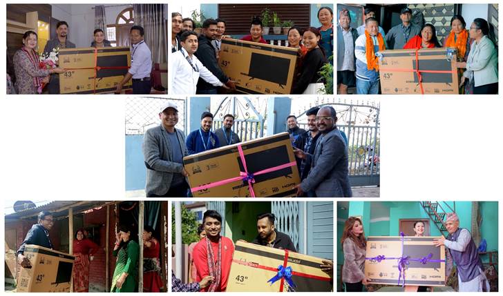 वर्ल्डलिंक कम्युनिकेशन्सको सेवा लिने ७ ग्राहकलाई ४३ इन्चको स्मार्ट टिभी कोसेली